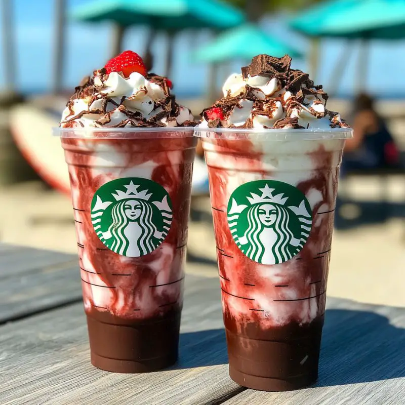 Chocolate strawberry frappuccino with whipped cream