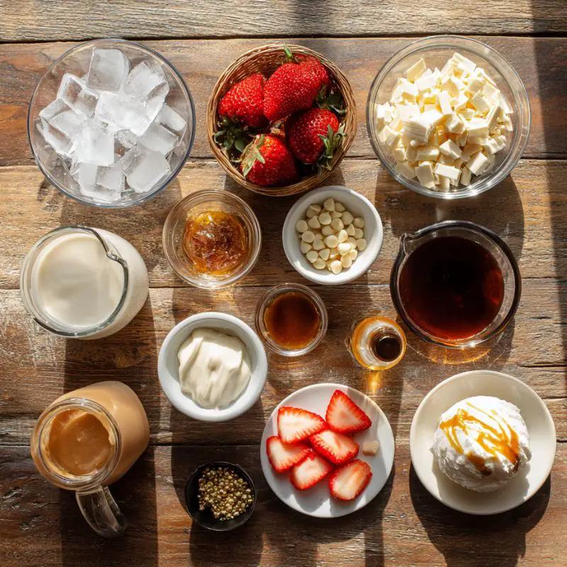 ingredient of Caramel White Chocolate Strawberry Frappuccino