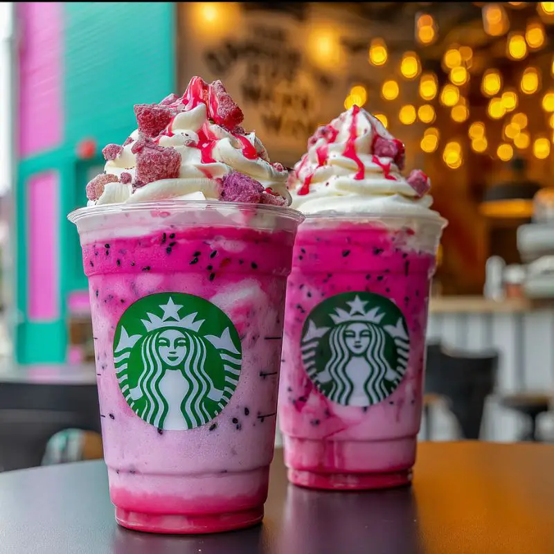 Dragon Strawberry Frappuccino served in mason jars