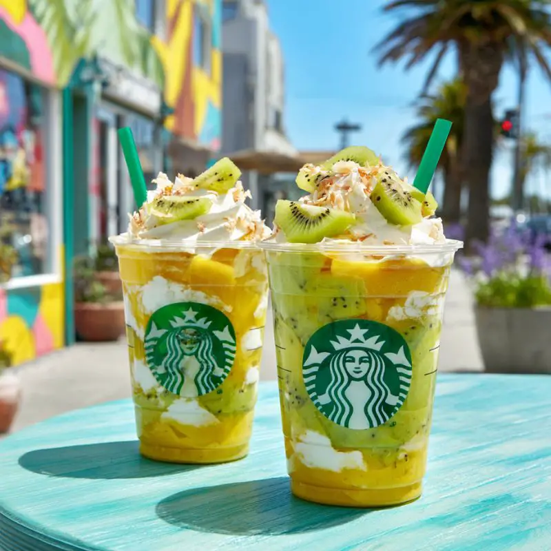 Tropical Paradise Mango Coconut Kiwi Frappuccino: Your Vacation in a Glass Hey sun-seekers, it's Lana! Today I'm sharing my ultimate tropical escape drink - the Mango Coconut Kiwi Frappuccino. This vibrant green and yellow beauty combines the best island flavors into one frosty, Instagram-worthy treat that'll transport you straight to a beachside cabana, no plane ticket required. I created this recipe during a particularly brutal winter when I was craving serious tropical vibes. After playing with different fruit combinations (and turning my blender into a mini vacation blender), I landed on this perfect trio that's become my go-to for summer parties, brunches, or whenever I need a little mental getaway. Why This Frappuccino Will Make You Feel Beach-Ready Before we get to blending, let me tell you why this drink is so special: • Tropical flavor explosion - Sweet mango, creamy coconut, and tart kiwi in every sip • Stunning natural colors - Those vibrant greens and yellows are 100% from real fruit • Creamy yet refreshing - The perfect balance of richness and lightness • Customizable - Make it as sweet or as tart as you like • Fun presentation - Those tiny umbrellas make everything more festive The Secret Behind That Perfect Tropical Flavor What makes this frappuccino so vacation-worthy is how three key elements come together: Mango - Provides sweet, floral tropical notes Coconut - Adds creamy richness and that classic island flavor Kiwi - Brings bright acidity and stunning green color Ready to make some paradise magic? Let's blend! Ingredients & Why They Matter Every ingredient plays an important role in creating this tropical escape: Frappuccino Base Ingredients: 1 cup ice Gives that perfect frappuccino thickness. More ice = thicker drink. ½ cup frozen mango chunks Provides sweet tropical flavor and creamy texture when blended. Frozen works better than fresh here. ½ ripe kiwi, peeled and sliced Adds tartness and that beautiful green color. Use ripe but firm kiwi for best results. ½ cup coconut milk Full-fat coconut milk makes it richest; light coconut milk keeps it lighter. 1 tbsp honey or agave syrup Adjust to your sweetness preference. Start with less if your fruit is very ripe. ¼ cup vanilla frozen yogurt or ice cream Optional but adds creaminess and helps balance the tartness. Few drops yellow or green food coloring Optional for extra vibrancy if your fruits aren't very colorful. Toppings: Whipped cream or coconut whipped cream Essential for that dessert-like experience. Coconut version enhances the tropical vibe. Kiwi slices or mango cubes Beautiful garnish that hints at what's inside. Toasted coconut flakes Adds texture and reinforces the coconut flavor. Edible glitter or tiny umbrella Because vacation drinks deserve special touches! Step-by-Step Instructions (With All My Best Tropical Tips!) Step 1: Blend the Tropical Base Add all base ingredients to your blender Start with 1 cup ice (you can add more later) Blend on high until completely smooth and creamy If too thick, add coconut milk 1 tablespoon at a time If too thin, add more ice a handful at a time Check color - add food coloring now if you want it more vibrant Pro Tip: For smoothest blending, put liquids in first, then soft ingredients, then ice. Step 2: Taste and Adjust This is where you make it perfect for YOU: • Not sweet enough? Add more honey 1 teaspoon at a time • Want more tartness? Add another slice of kiwi • Too thick? More coconut milk • Too thin? More ice or another spoon of frozen yogurt Step 3: Serve with Style Pour into chilled glasses - the colder the glass, the longer it stays frosty Leave about an inch at the top for your fabulous toppings Step 4: Add the Finishing Touches Here's where the vacation vibes really come through: Add a generous swirl of whipped cream Sprinkle with toasted coconut flakes Arrange fresh kiwi slices and mango cubes on top For extra flair, add edible glitter or a tiny umbrella Optional: rim the glass with coconut sugar or colored sugar Insert a fun paper straw and enjoy immediately! Presentation Tip: Use clear glasses to show off those beautiful natural colors. People Also Ask (Your Tropical Drink Questions Answered) Can I make this ahead of time? You can blend the base up to 1 hour ahead and store in the fridge, but it's best fresh. The texture changes as it sits. Add toppings right before serving. What if I can't find fresh kiwi? Try these substitutions: 1/4 cup frozen pineapple (color will be different) 1/4 avocado + lime juice (for creaminess and color) Omit and use extra mango with a drop of green food coloring How can I make this dairy-free? Easy swaps: Use coconut whipped cream Ensure your frozen yogurt is dairy-free Use all coconut milk (no dairy milk) Is there a way to make this healthier? Try these tweaks: Skip the sweetener (let the natural fruit sweetness shine) Use Greek yogurt instead of ice cream Go light on the toppings Add a handful of spinach (you won't taste it!) Can I turn this into an alcoholic version? For a tropical cocktail: Add 1 oz coconut rum Or 1 oz mango vodka Or float some Malibu on top What's the best way to toast coconut flakes? My favorite method: Spread in a thin layer on a baking sheet Bake at 325°F for 5-7 minutes, stirring occasionally Watch closely - they burn quickly! Final Thoughts There you have it - my Tropical Paradise Mango Coconut Kiwi Frappuccino that's like a beach vacation in a glass. Whether you're hosting a summer luau, craving an escape from winter blues, or just want to treat yourself to something special, this recipe delivers sunshine in every sip. What I love most about this frappuccino is how it celebrates nature's colors and flavors in such a joyful way. That first sip transports you straight to a tropical island, complete with ocean breezes and palm trees swaying. And those toppings? Pure edible vacation. A word of warning though - these disappear fast. I may have "tested" this recipe multiple times in one week (research is important!). No regrets though - when something tastes this good and looks this pretty, it's worth every sip. If you make this, I'd love to see your creations! Tag me on Instagram so I can admire your tropical drink masterpieces. Now go forth and blend some happiness - you island goddess, you!