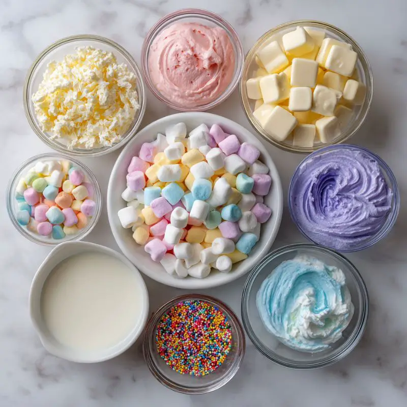 ingredient of Rainbow Marshmallow Milkshake Frappe