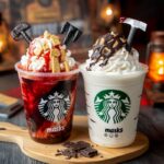Freddy vs. Jason s'mores blood Frappuccino with raspberry drizzle and marshmallows